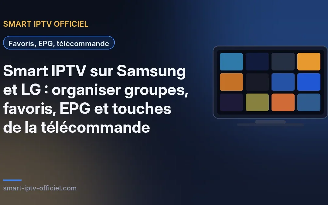 Favoris Smart IPTV affichés sur une TV Samsung avec la télécommande